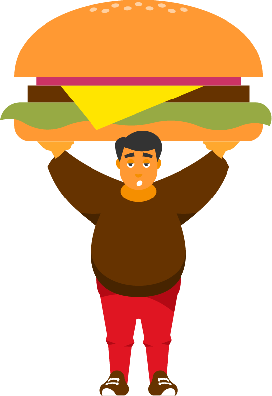 Man Carrying a Big Hamburger in Playful Pose