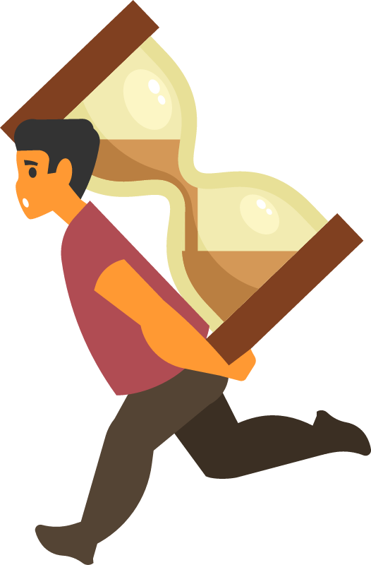 Man Carrying a Big Hourglass Depicting Time Pressure