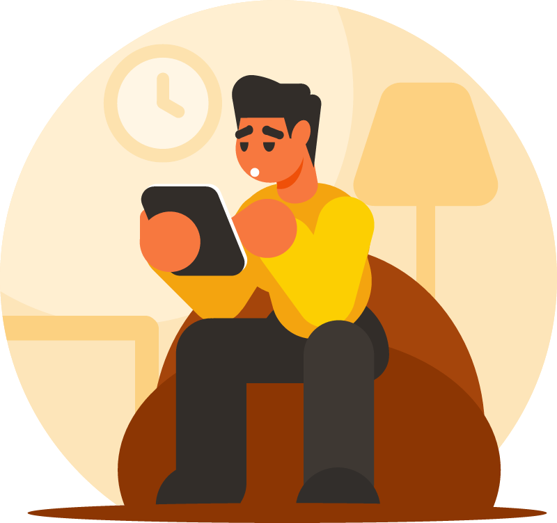 Man Checking His Mobile Device Relaxedly