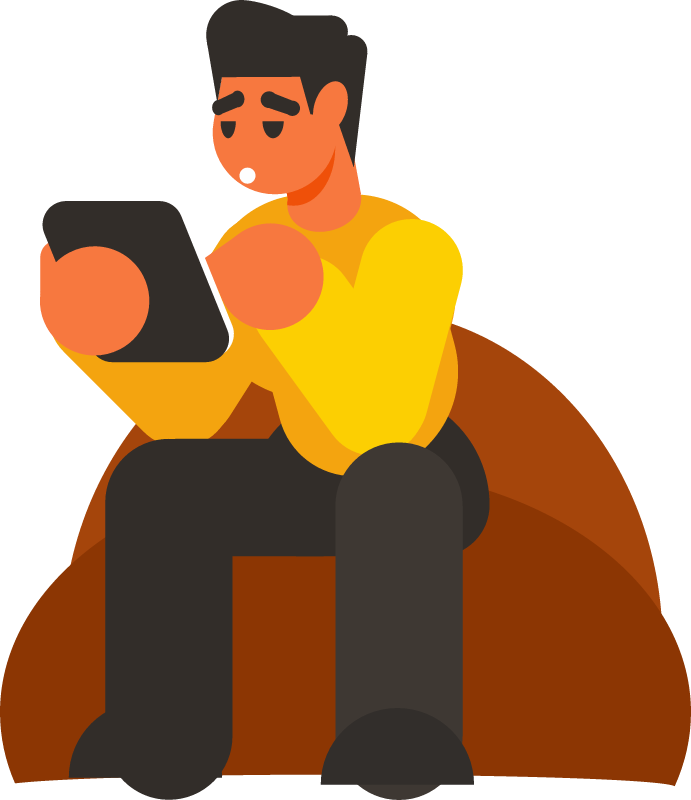 Man Checking His Mobile Device Relaxedly