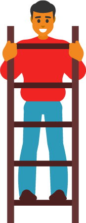 Man Climbing Stairs Depicted with Ambition