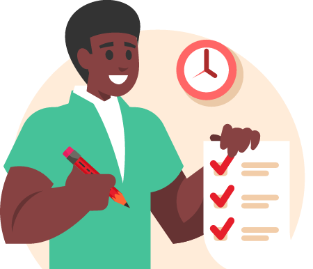 Man Completing Checklist Task