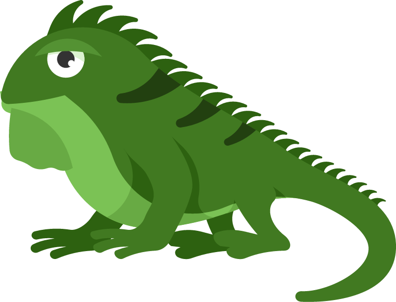 Green Iguana in Cartoon Style