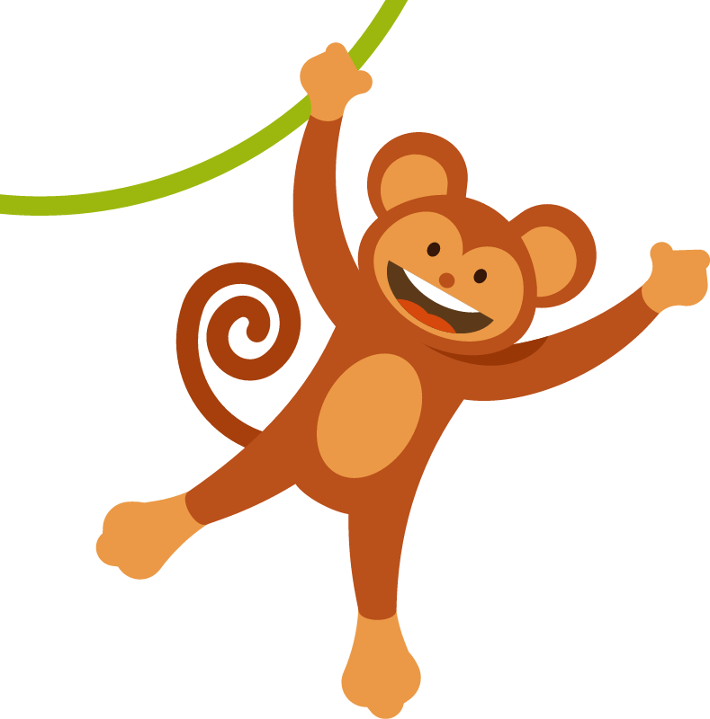 Playful Monkey Swinging on Vines