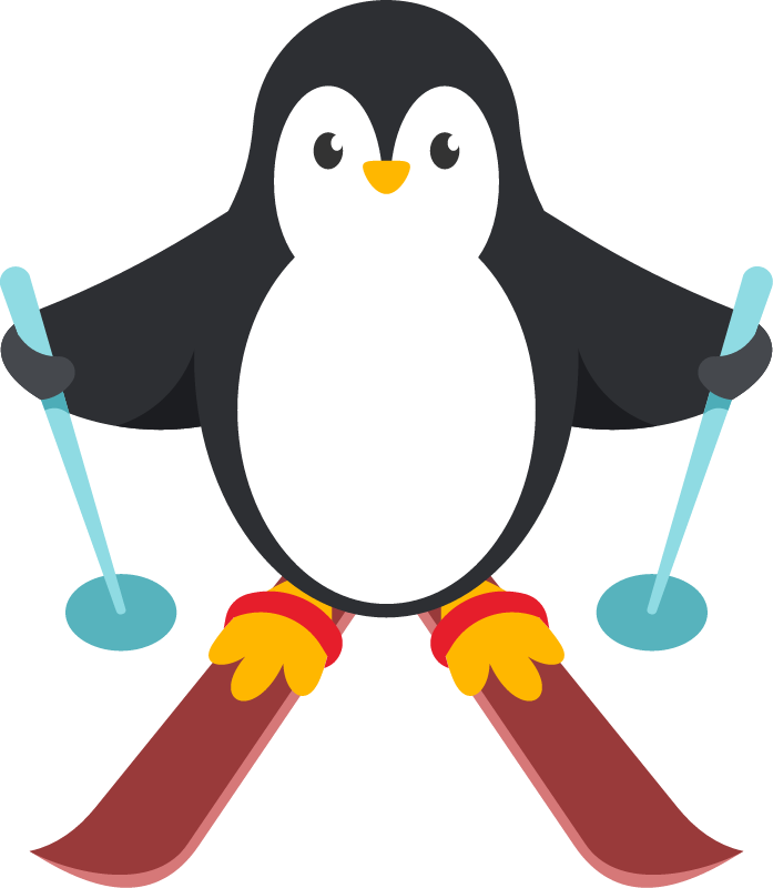 Playful Penguin on Skis
