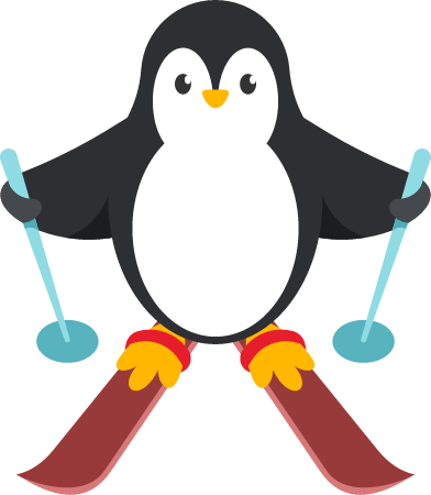 Playful Penguin on Skis