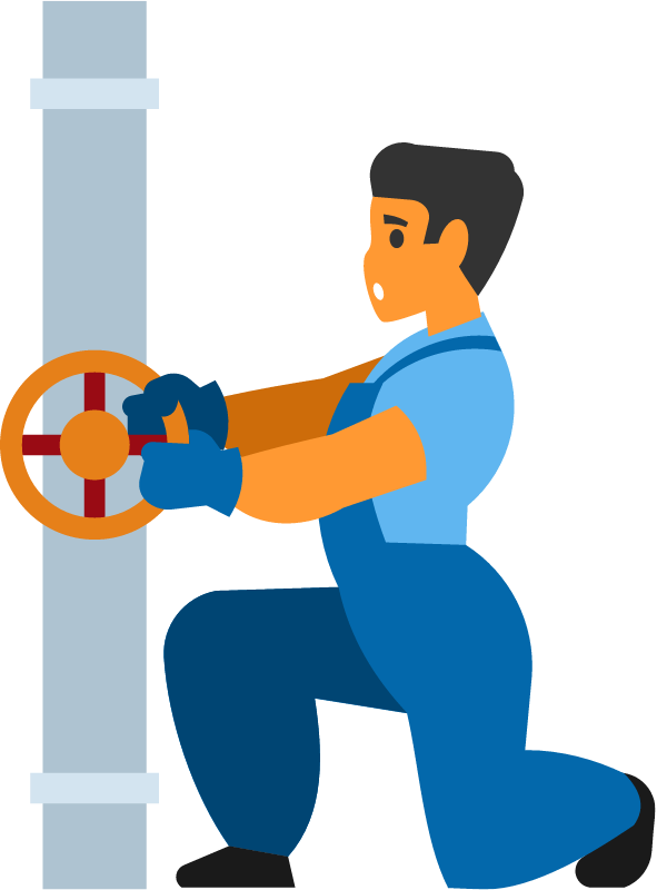 Plumber Closing Water Pipe Valve