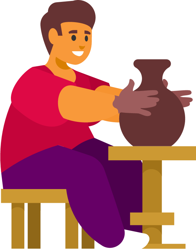 Pottery Maker Sculpting Clay
