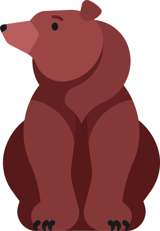 Realistic Brown Bear Sitting Calmly