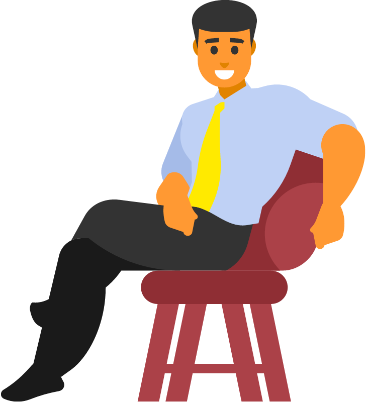 Relaxed Man in the Chair Depicted Calmly