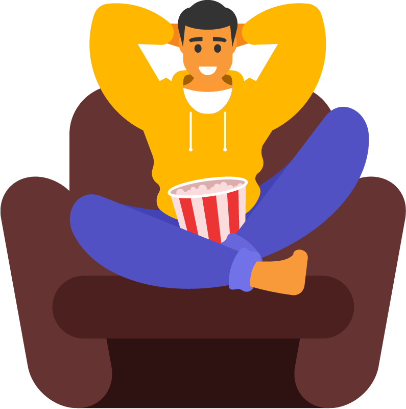 Relaxed Viewer Enjoying Popcorn