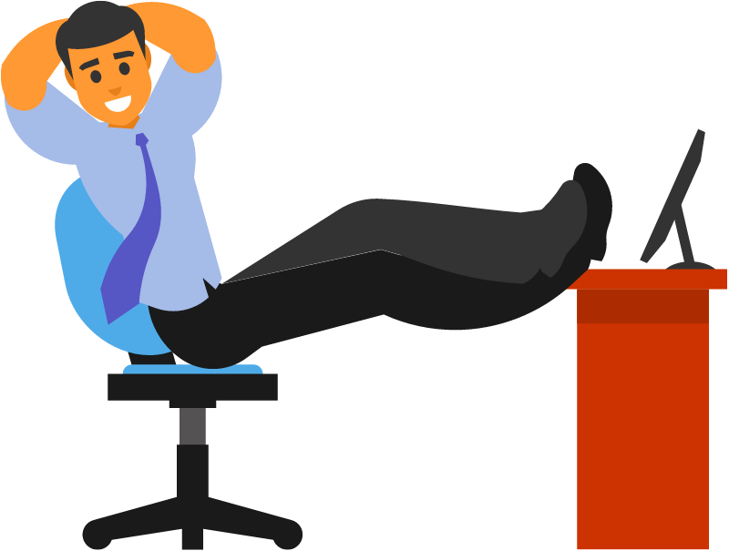 Relaxing in the Office Depicted Casually