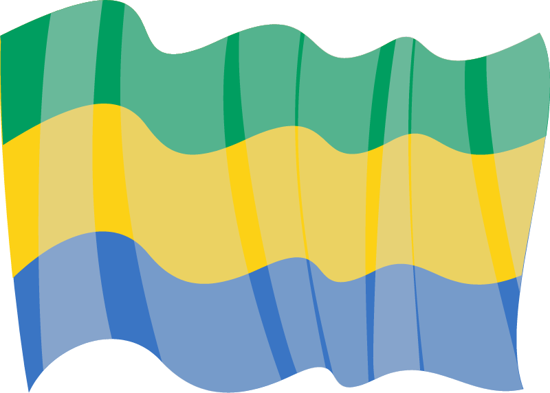 Republic of Gabon National Flag in Waving Effect