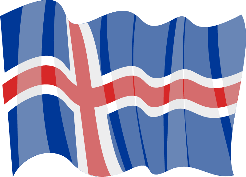 Republic of Iceland National Flag Displayed in Motion