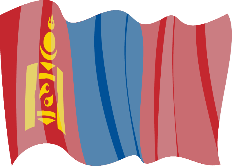 Republic of Mongolia National Flag Waving Gracefully
