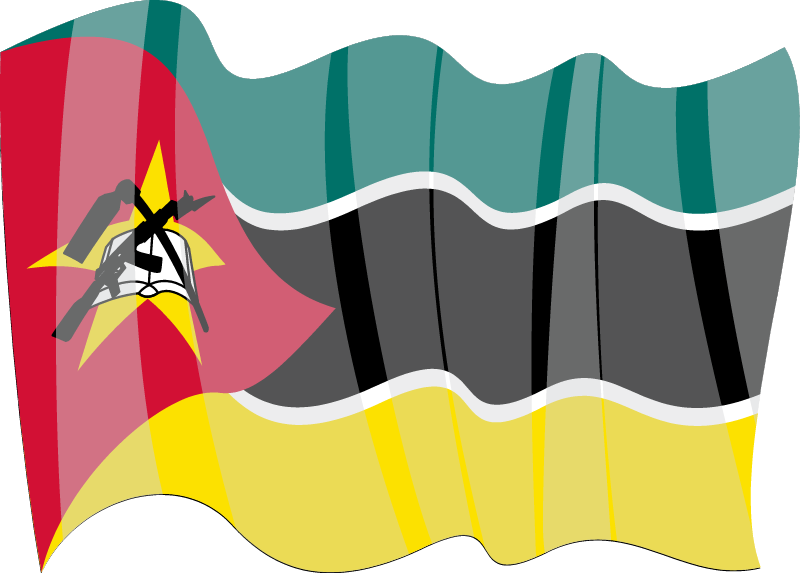 Republic of Mozambique National Flag Waving Gracefully
