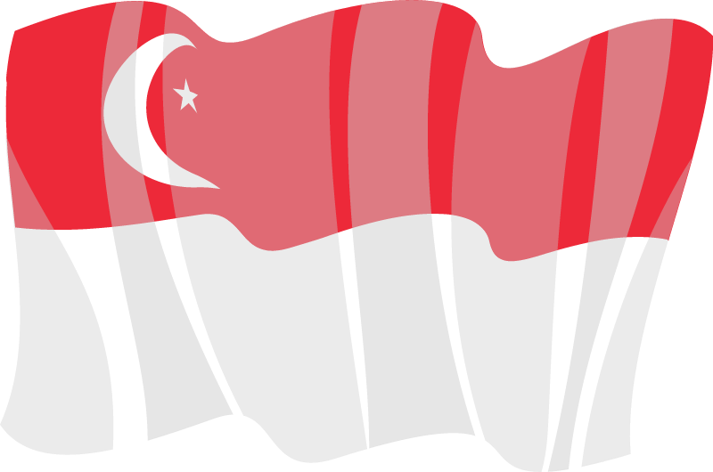 Republic of Singapore National Flag Waving Gracefully