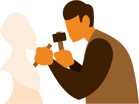 Sculptor Crafting a Statue Bust