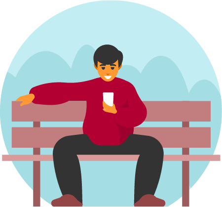 Seated Man Browsing on His Smartphone