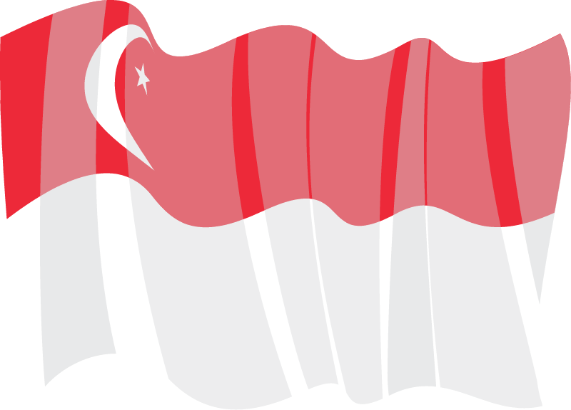 Singapore National Flag in Motion