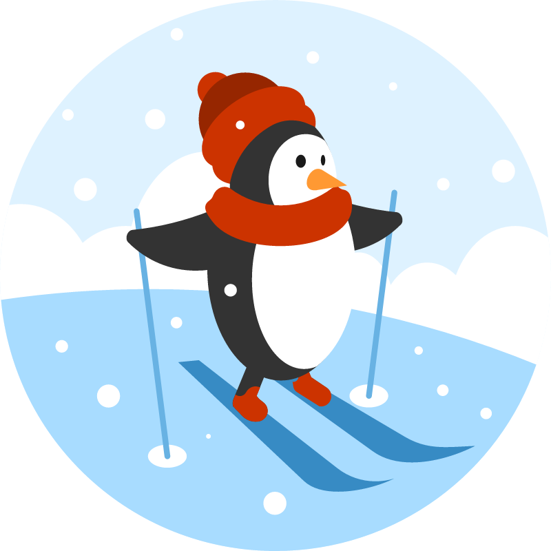 Skiing Penguin Character