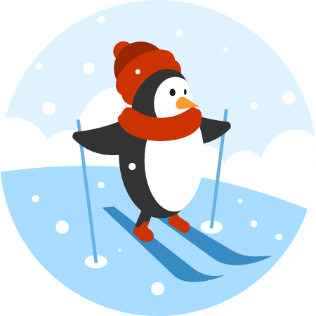 Skiing Penguin Character
