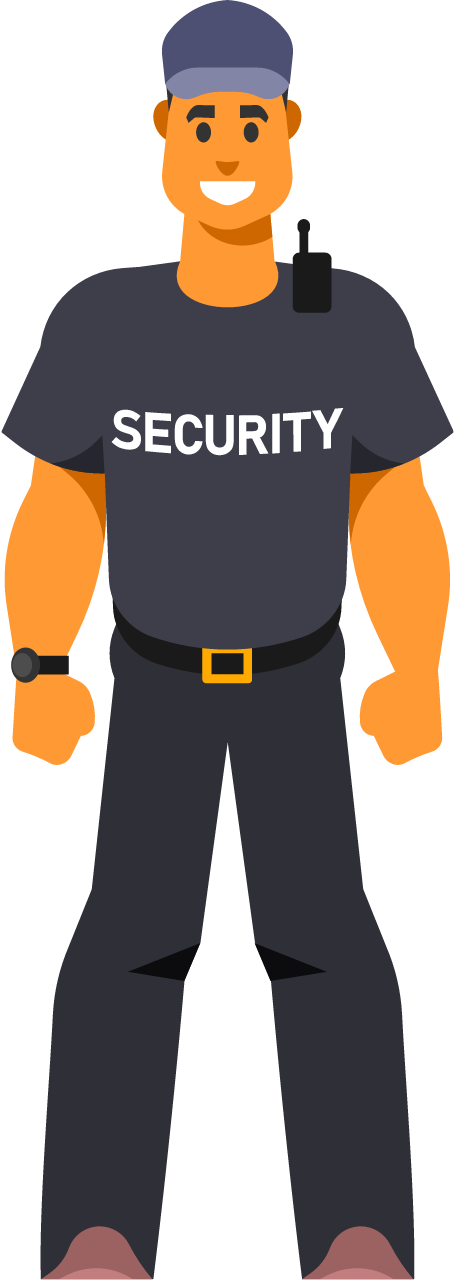 Smiling Guard Protecting Premises