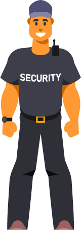 Smiling Guard Protecting Premises