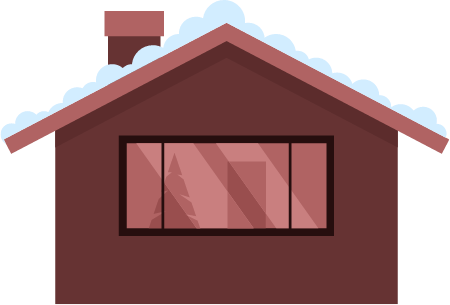 Snowy Winter House in Forest