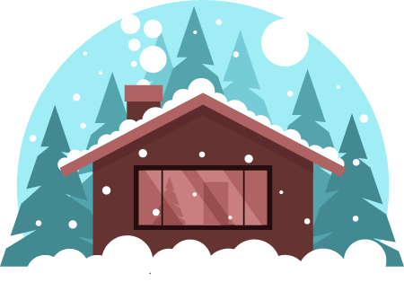 Snowy Winter House in Forest