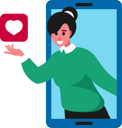Social Networking with Love Icon