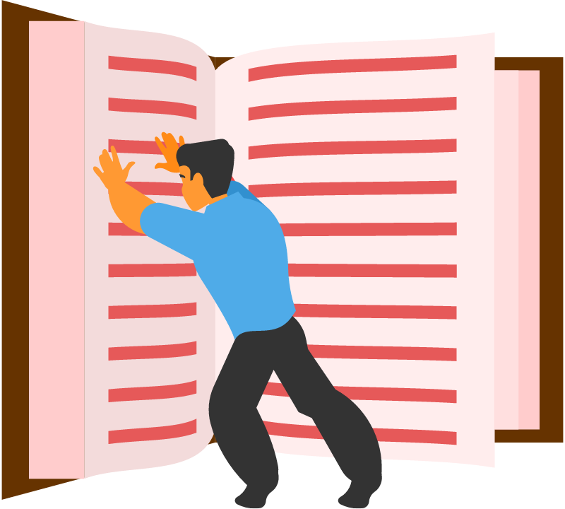 Student Exploring Oversized Textbook