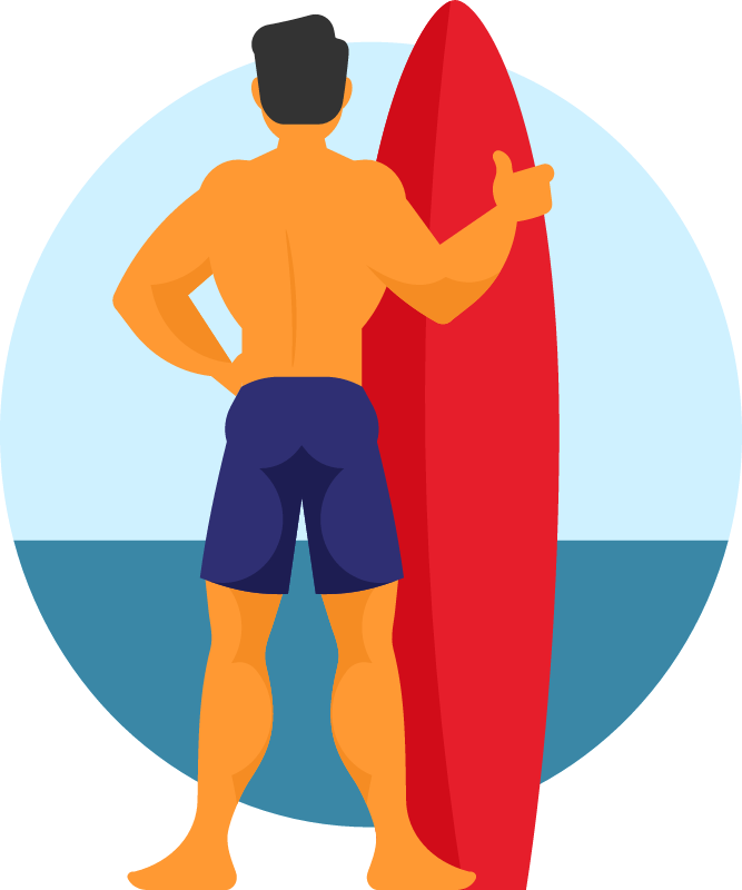 Surfer Standing by the Ocean