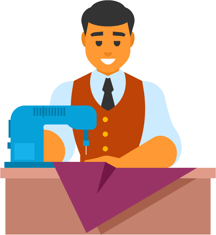 Tailor Creating on Sewing Machine