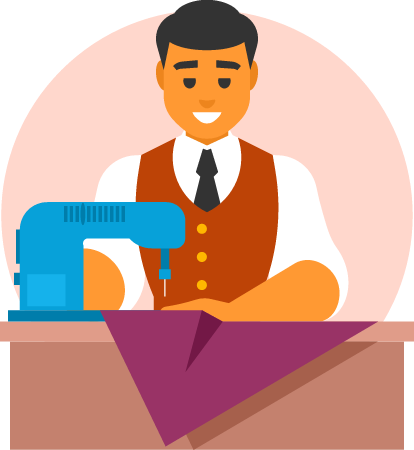 Tailor Creating on Sewing Machine