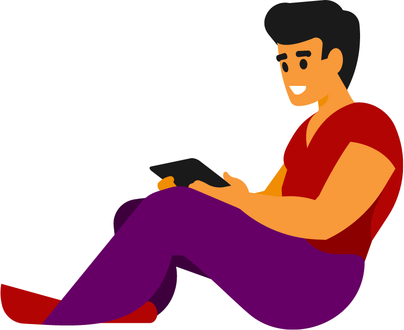 Tech-Savvy Man Operating a Tablet