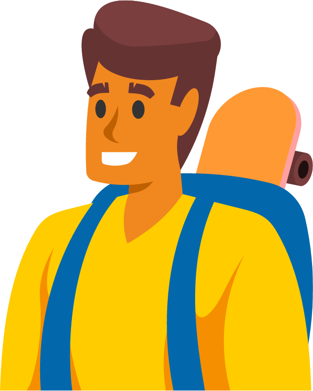 Teenager with Backpack and Skateboard