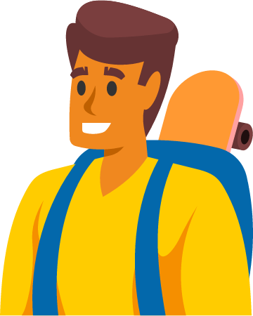 Teenager with Backpack and Skateboard