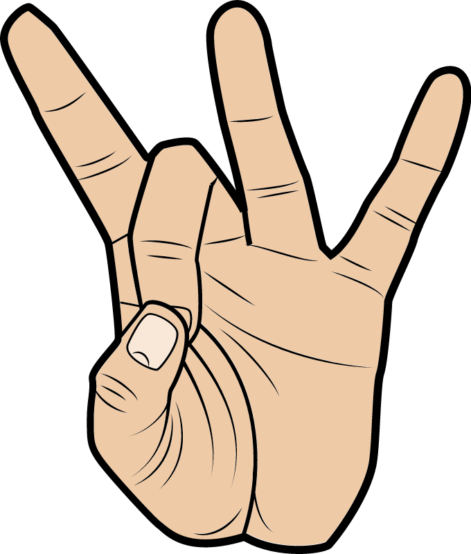 Three Fingers Raised in Gesture