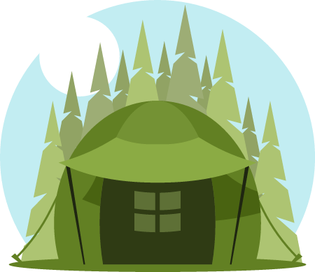 Tourist Tent in Forest Clearing