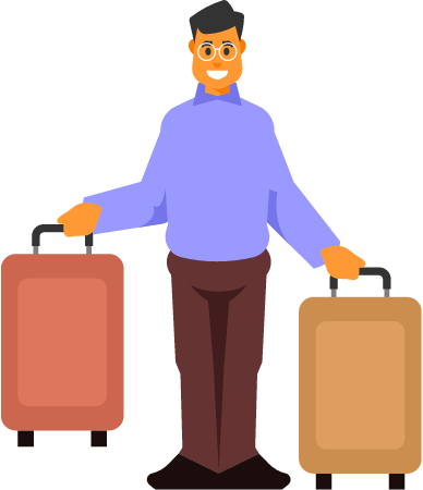 Traveler Carrying Heavy Luggage
