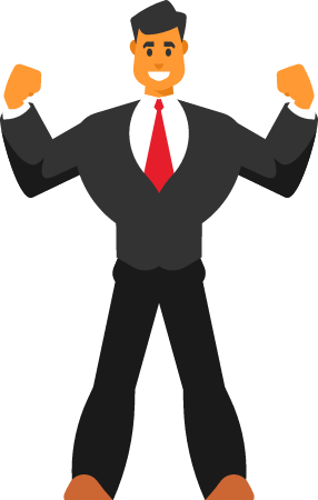 Triumphant Executive Standing Proudly