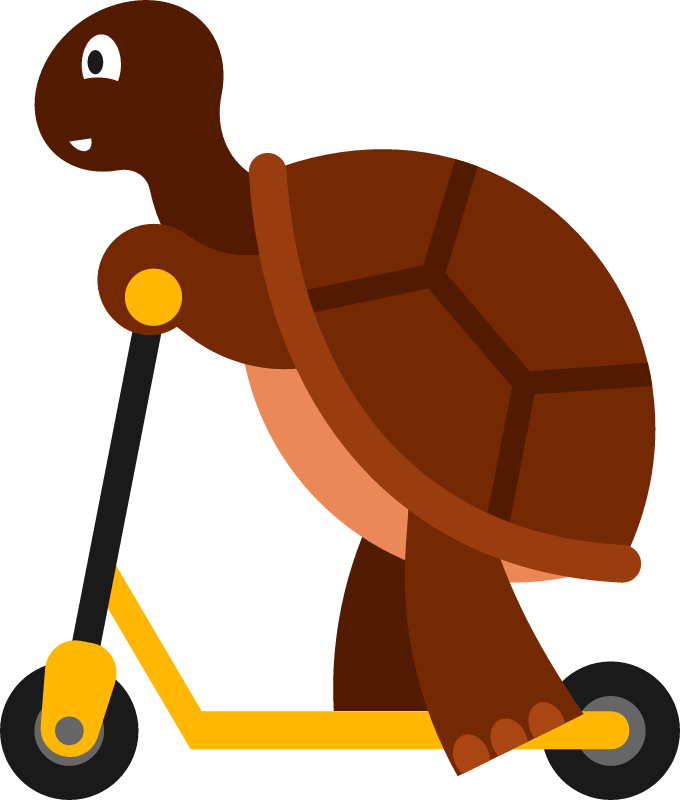Turtle Riding a Kick Scooter for Fun