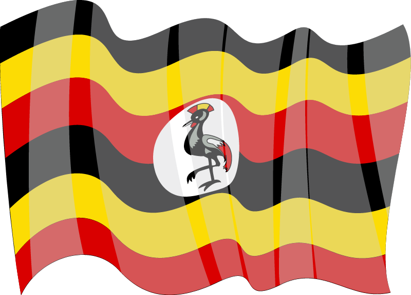 Ugandan National Flag Waving in Wind