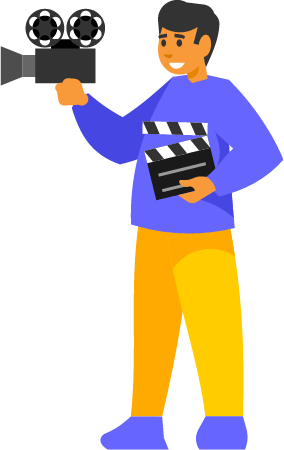 Video Blogger with Camera and Clapperboard
