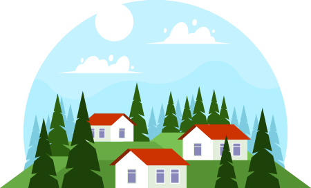 Village Nestled in Scenic Hills