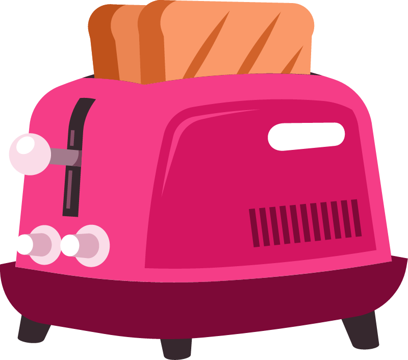 Vintage Pink Toaster with Toasted Bread Slices