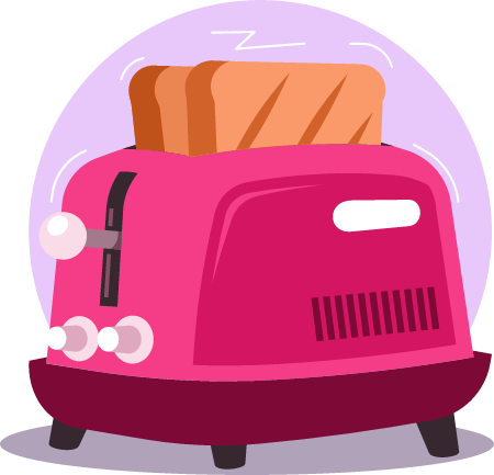 Vintage Pink Toaster with Toasted Bread Slices
