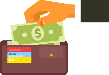 Wallet Being Filled with Dollar Bills