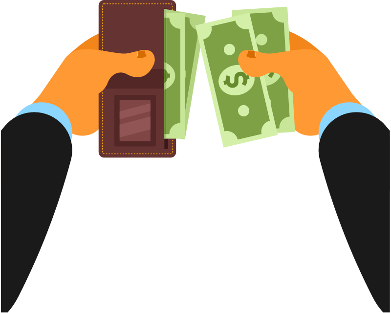 Wallet Holding Cash and Banknotes
